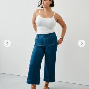 Spanx Spanxshape EveryWear Cropped Wide Leg Jeans with Patch Pockets